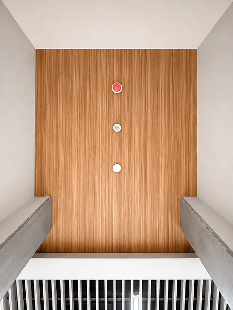 Timber panelled wall niche with recessed detail