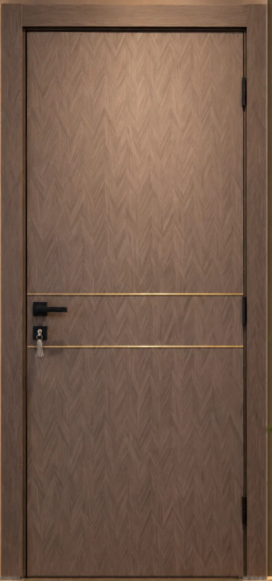 WPC 02 Chevron Gold door — chevron-textured leaf with gold inlay lines